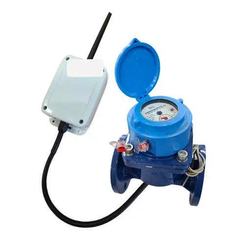 Meterra wireless water flow monitor — cellular transmitter and flanged turbine water meter